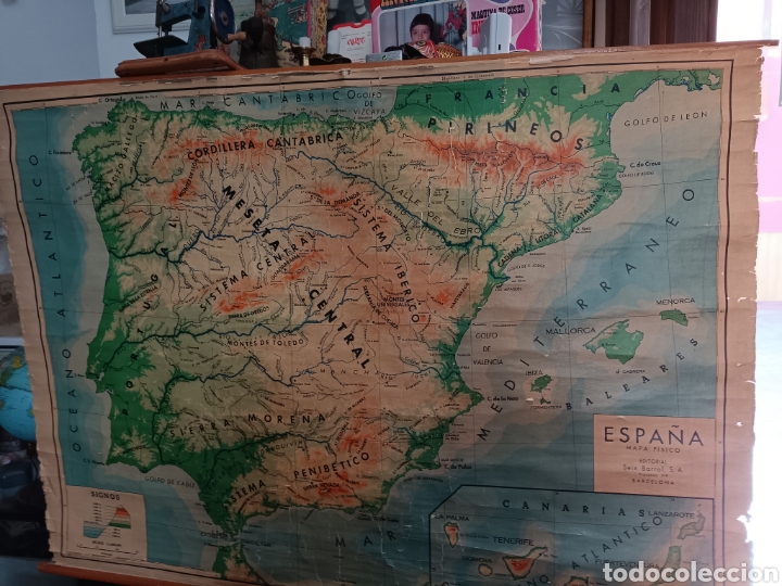 Coleccionismo: Mapa de Espa&ntilde;a f&iacute;sico editorial seix Barral Barcelona