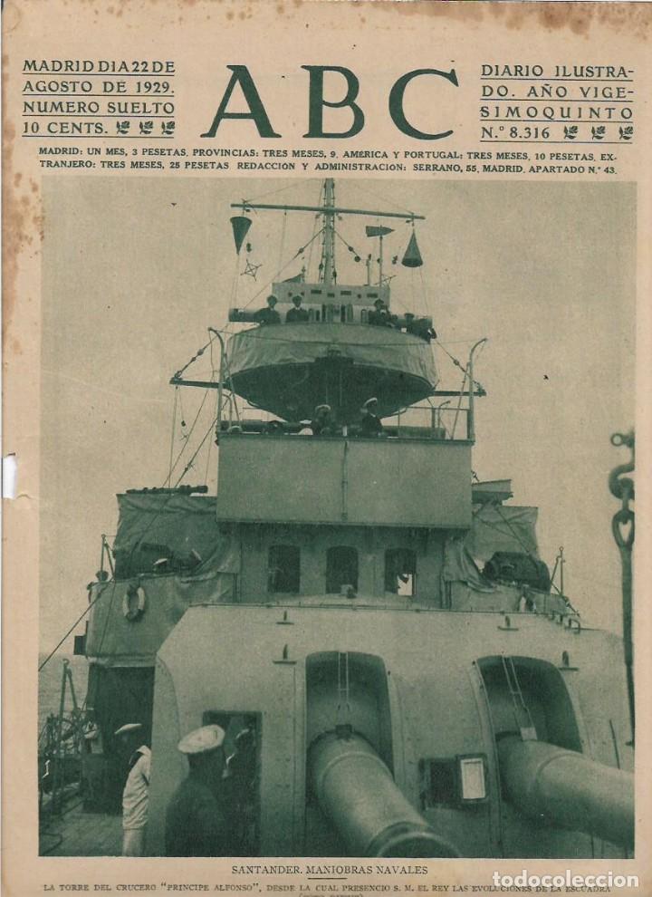 Sammelleidenschaft Papier: A&Ntilde;O 1929 RECORTE PRENSA MARINA TORRE CRUCERO PRINCIPE ALFONSO MANIOBRAS NAVALES EN SANTANDER