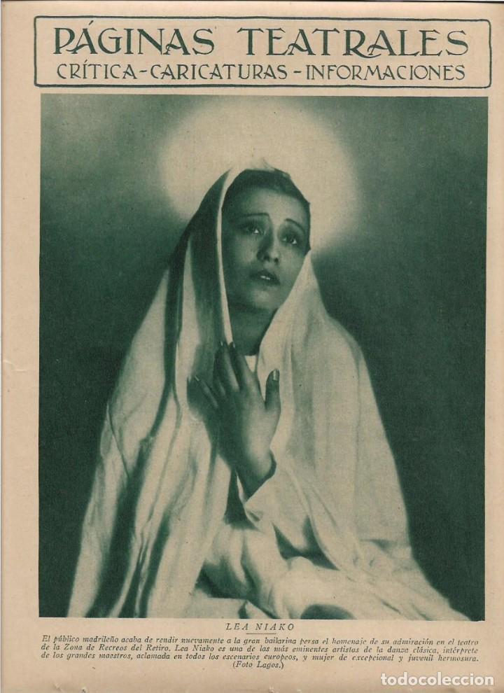 Colecionismo: A&Ntilde;O 1929 RECORTE PRENSA LEA NIAKO TEATRO ARTISTA BAILARINA DANZA