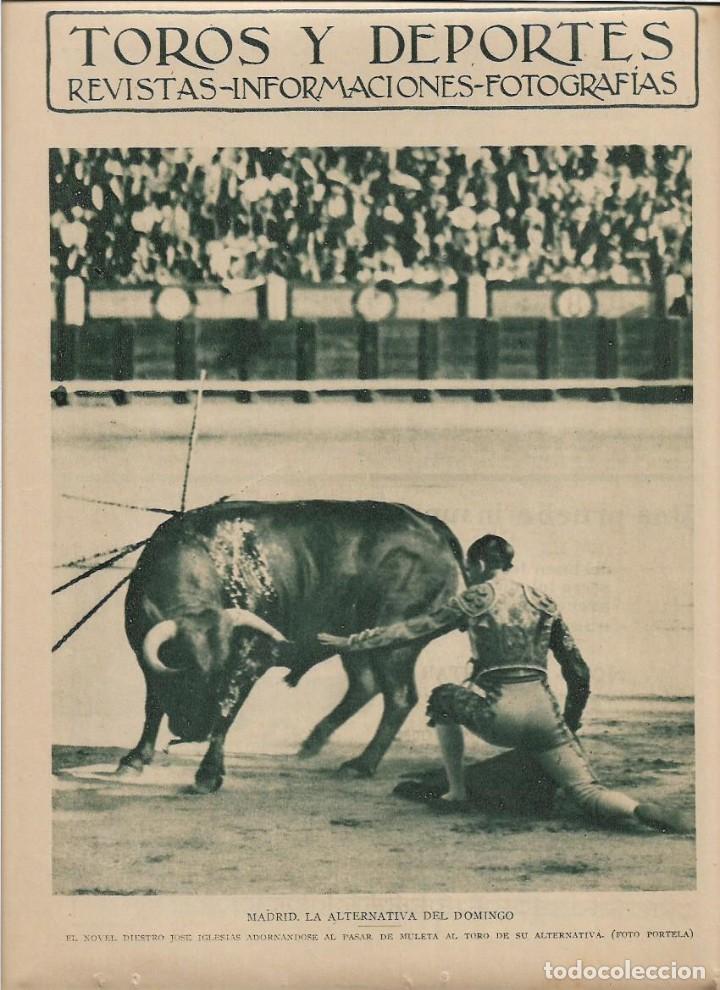 Colecionismo: A&Ntilde;O 1929 RECORTE PRENSA TOROS TOREO ALTERNATIVA TORERO JOSE IGLESIAS EN MADRID MULETA