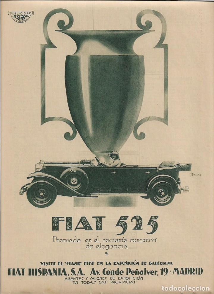Coleccionismo: A&Ntilde;O 1929 RECORTE PRENSA PUBLICIDAD FIAT 525 COCHE AUTOMOVIL FIAT HISPANIA