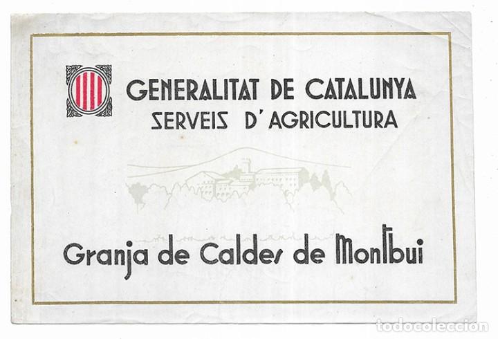 Coleccionismo: Generalitat de Catalunya Serveis d'Agricultura Granja de Caldes de Montbui