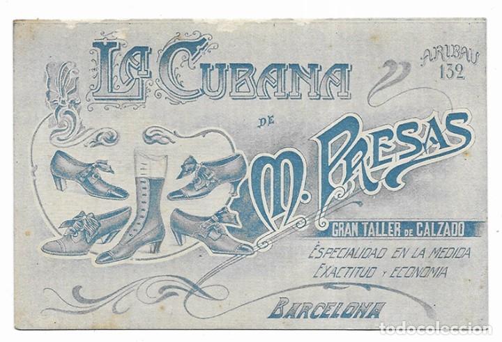 Coleccionismo: Tarjeta de presentaci&oacute;n. La CUBANA de M. PRESAS Gran Taller de Calzado