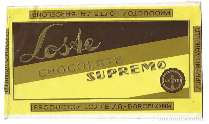 Coleccionismo: ENVOLTORIO- CHOCOLATE SUPREMO LOSTE, S.A. BARCELONA- A&Ntilde;OS 50