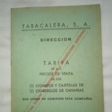 Coleccionismo: TABACALERA,S.A.TARIFA DE PRECIOS AÑO 1969.CUADERNILLO CON 27 PAGINAS. Lote 343287133