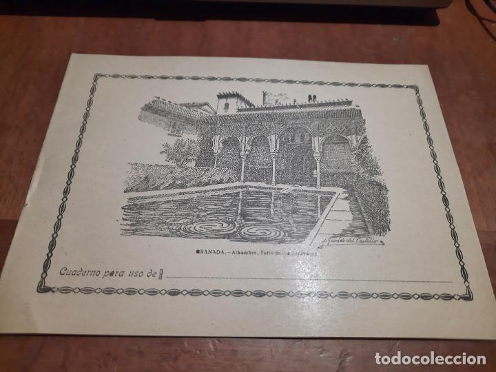 Sammelleidenschaft Papier: LIBRETA PORTADA ALHAMBRA. PATIO DE OS ARRAYANES. APAISADA DE UNA LINEA. GRAPA. BUEN ESTADO. DIFICIL
