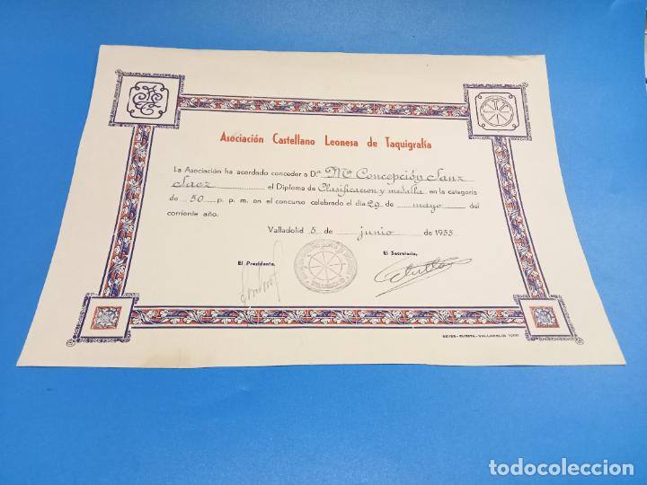 Coleccionismo: DIPLOMA. CONCURSO ASOCIACI&Oacute;N CASTELLANO LEONESA DE TAQUIGRAF&Iacute;A. VALLADOLID 1955