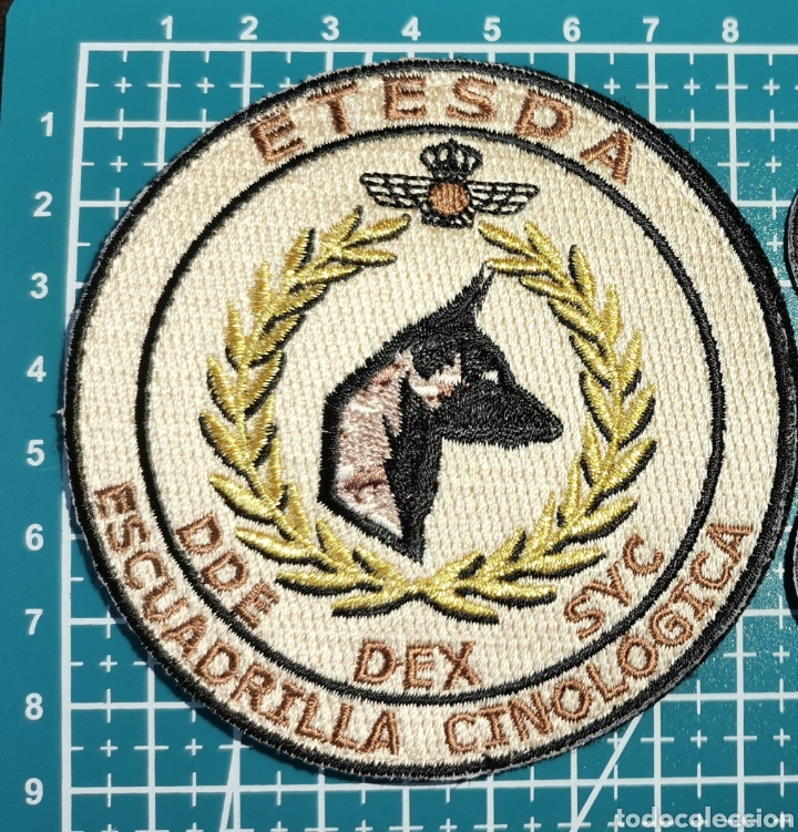Coleccionismo: Parche ETESDA ESCUELA T&Eacute;CNICAS SEGURIDAD, DEFENSA, APOY. ESCUADRILLA CINOL&Oacute;GICA EJ&Eacute;RCITO &Aacute;IRE ESPA&Ntilde;A