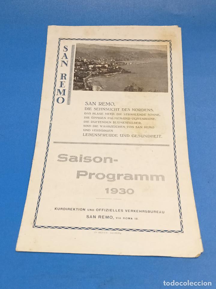 Coleccionismo: PROGRAMA 1930. SAN REMO. EN ALEM&Aacute;N. FIESTAS, HOTELES. CONTIENE IMAGENES. TR&Iacute;PTICO. VER