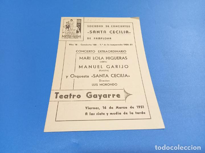 Coleccionismo: PROGRAMA. CONCIERTOS SANTA CECILIA. 1951. TEATRO GAYARRE. CONCIERTO EXTRAORDINARIO