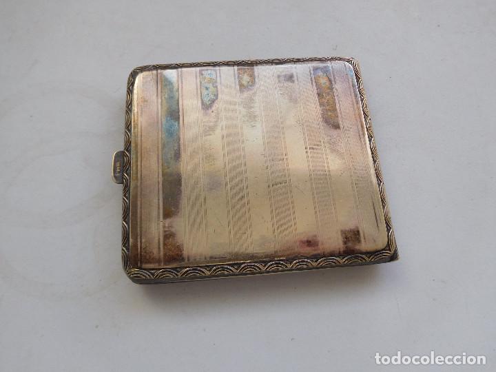 Coleccionismo: Pitillera antigua de alpaca y esmaltes - Foto 3