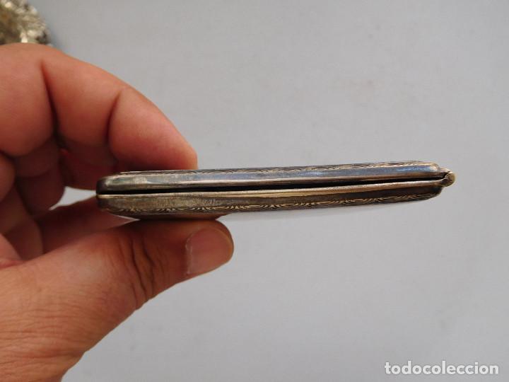 Coleccionismo: Pitillera antigua de alpaca y esmaltes - Foto 4