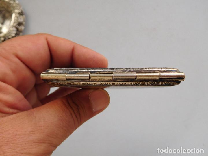 Coleccionismo: Pitillera antigua de alpaca y esmaltes - Foto 5