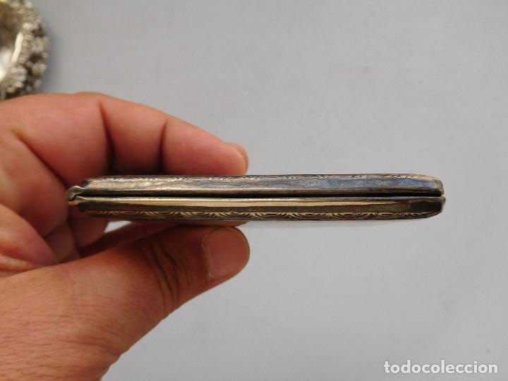 Coleccionismo: Pitillera antigua de alpaca y esmaltes - Foto 6