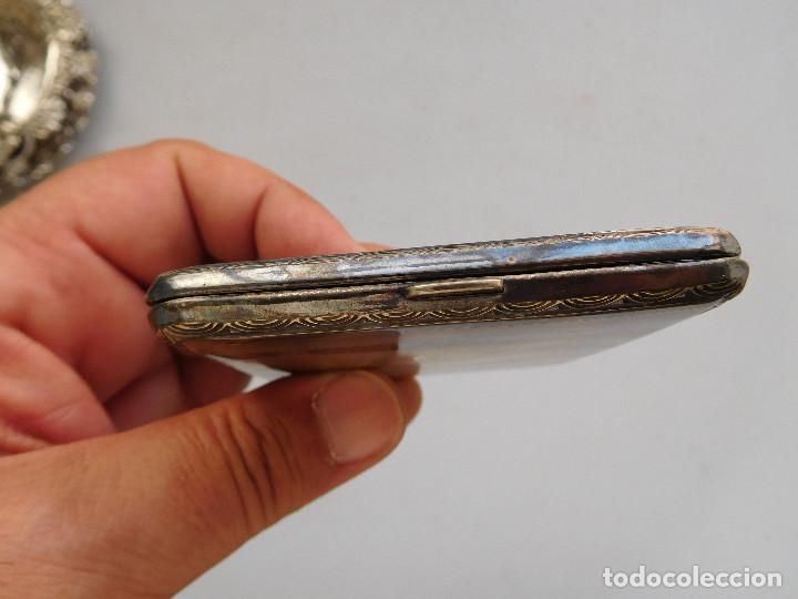 Coleccionismo: Pitillera antigua de alpaca y esmaltes - Foto 7
