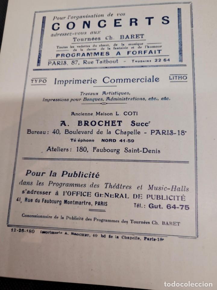 Coleccionismo: Programa 1929 Tourn&eacute;es Ch. Baret Cabaret Paris - Foto 7
