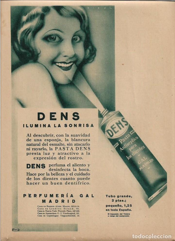 Colecionismo: A&Ntilde;O 1929 RECORTE PRENSA PUBLICIDAD DENTIFRICO PASTA ANTISEPTICA PARA DIENTES DENS PERFUMERIA GAL