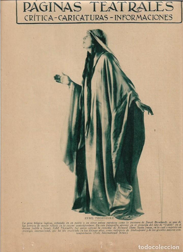 Colecionismo: A&Ntilde;O 1929 RECORTE PRENSA SYBIL THORNDIKE ACTRIZ DE TEATRO ARTISTA