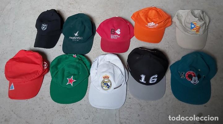 Coleccionismo: Lote de 10 gorras publicitarias: Real Madrid, Mickey Mouse, NBA 2K17, etc