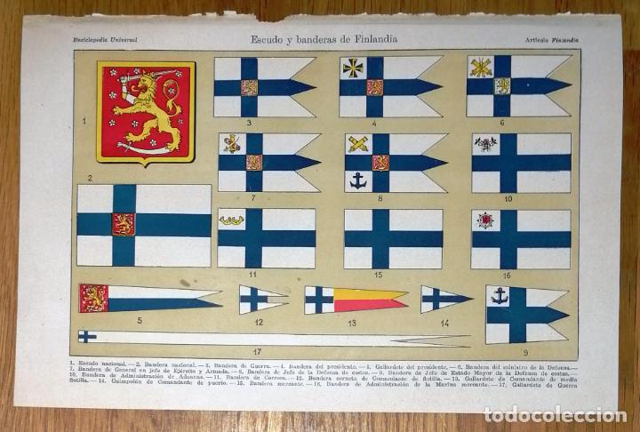 Coleccionismo: L&Aacute;MINA. ESCUDO Y BANDERAS DE FINLANDIA. - 16x25 cm. - Espasa-Calpe, 1924