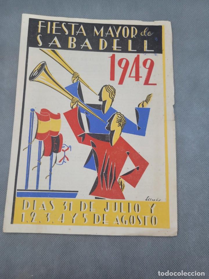 Coleccionismo: Festa Major Sabadell 1942 . Programa muy curioso - Foto 1