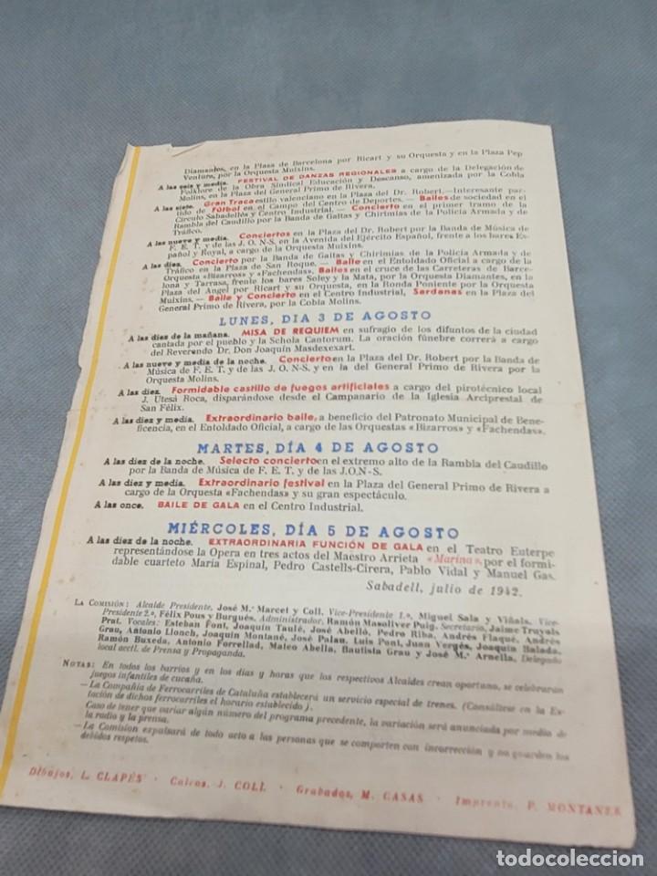 Coleccionismo: Festa Major Sabadell 1942 . Programa muy curioso - Foto 3