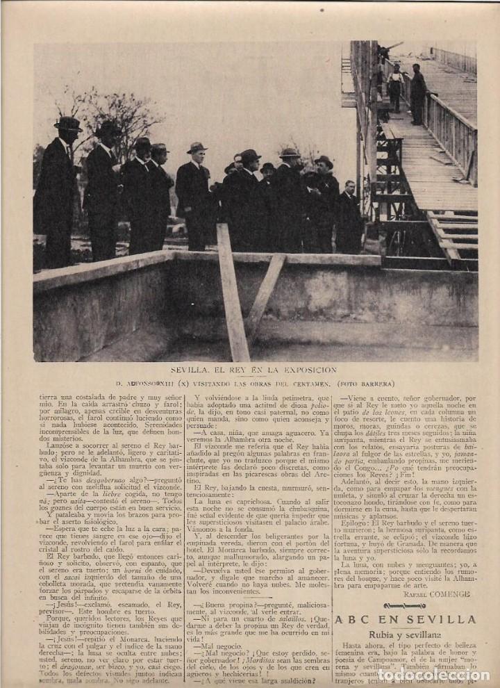 Coleccionismo: A&Ntilde;O 1929 RECORTE PRENSA VISITA DEL REY ALFONSO XIII OBRAS DE LA EXPOSICION DE SEVILLA