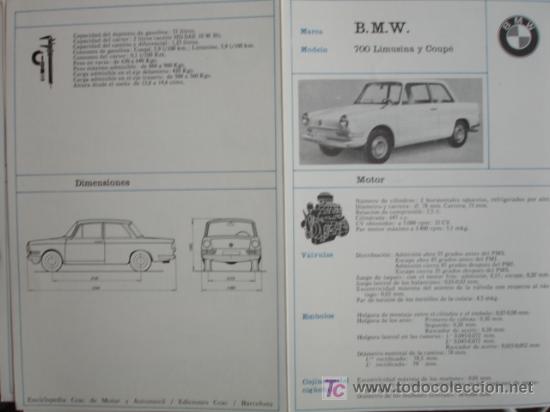 Coleccionismo: FICHA TECNICA, BMW 700,LIMUSINA Y COUPE
