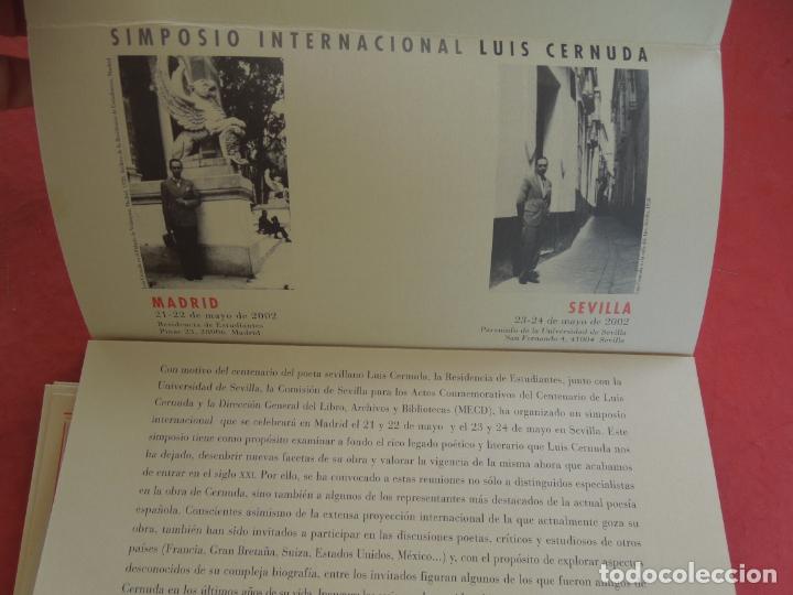 Coleccionismo: LUIS CERNUDA - SIMPOSIO INTERNACIONAL - PROGRAMA - MADRID/SEVILLA MAYO 2002. - Foto 1