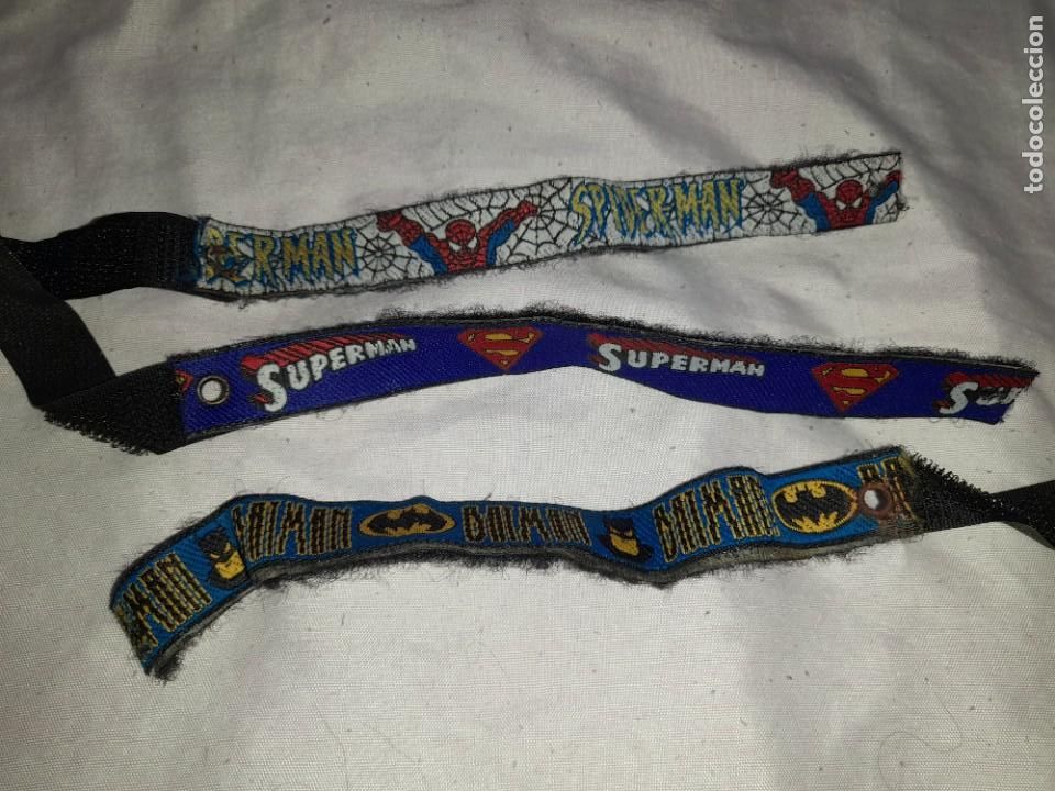 Coleccionismo: Lote pulsera de velcro de superman batman y spiderman a&ntilde;os 2000