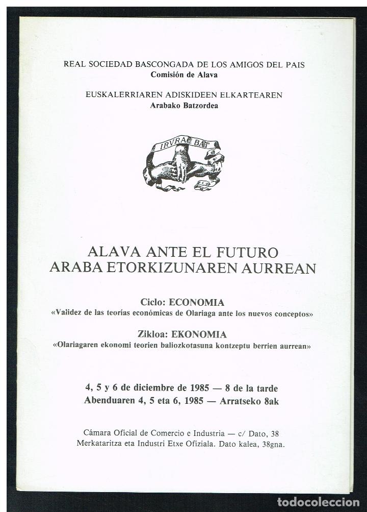 Collectionnisme: ALAVA ANTE EL FUTURO - REAL SOCIEDAD BASCONGADA DE LOS AMIGOS PAIS (ALAVA) - 1985