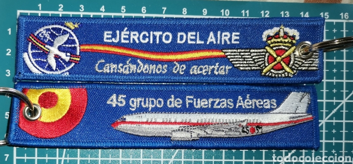Coleccionismo: Llavero bordado 45 GRUPO FUERZAS A&Eacute;REAS EJERCITO DEL AIRE ESPA&Ntilde;A