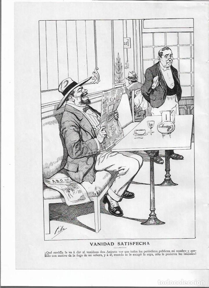 Colecionismo: A&Ntilde;O 1913 RECORTE PRENSA CHISTE HUMOR DIBUJO CARICATURA VANIDAD SATISFECHA POR CILLA