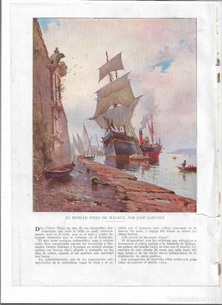 Colecionismo: A&Ntilde;O 1913 RECORTE PRENSA DIBUJO PINTURA EL MUELLE VIEJO DE MALAGA POR JOSE GARTNER