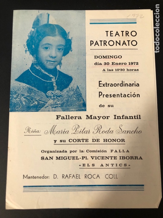 Coleccionismo: Teatro patronato 1972 falla san Miguel plaza vicente Iborra fallera mayor guinotoff malabarista