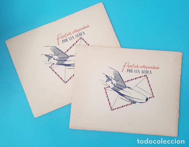 Coleccionismo: LOTE 2 CUADERNOS DE 50 HOJAS DE PAPEL CARTA PARA CORRESPONDENCIA POR VIA AEREA A&Ntilde;OS 50/60, NUEVOS