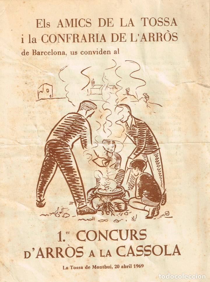 Coleccionismo: 1969 20 ABRIL - LA TOSSA DE MONTBUI &rdquo;1&ordm; CONCURS D&acute;ARR&Ograve;S A LA CASSOLA&rdquo; CONFRARIA DE L&acute;ARR&Ograve;S