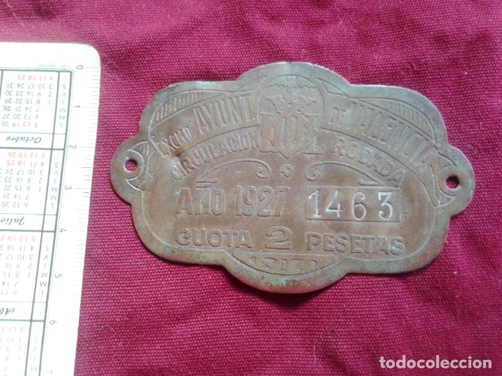 Coleccionismo: Valencia. Placa circulaci&oacute;n rodada 1927