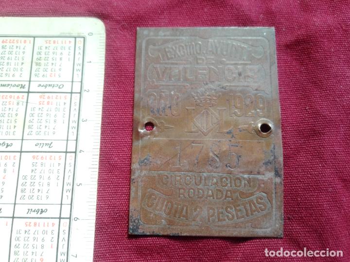 Coleccionismo: Ayuntamiento de Valencia. Placa circulaci&oacute;n rodada 1929