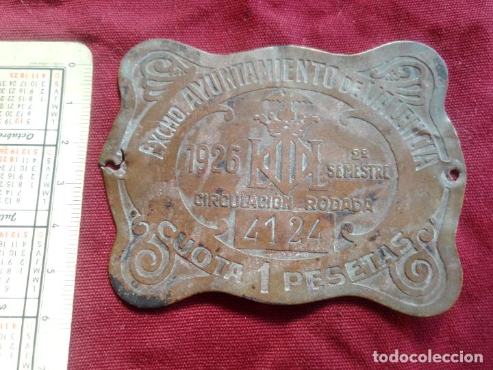 Coleccionismo: Valencia. Placa circulaci&oacute;n rodada 1926