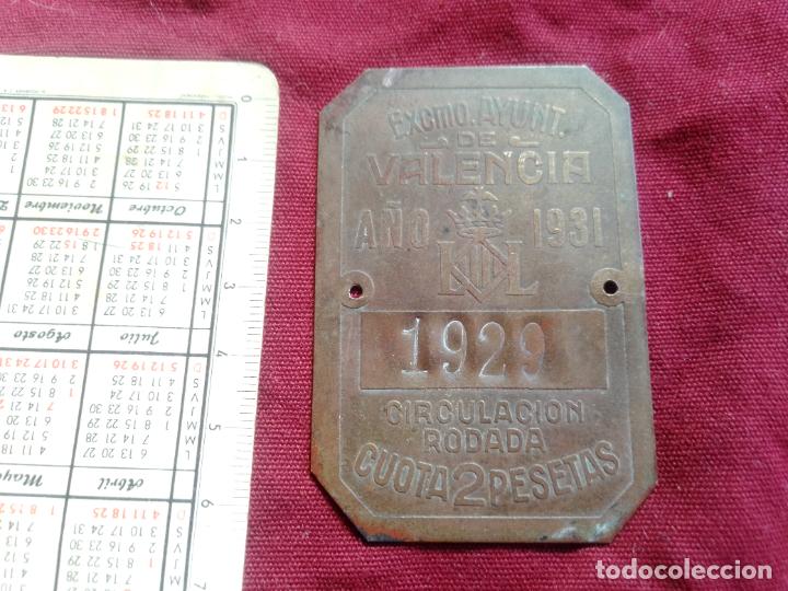 Coleccionismo: Valencia. Placa circulaci&oacute;n rodada 1931