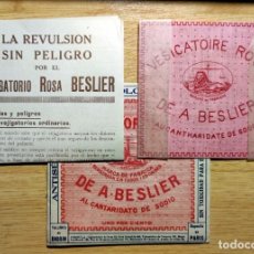 Coleccionismo: SOBRE VEJIGATORIO ROSA DE A. BESLIER CON SU CONTENIDO MEDICINA FARMACIA TALLERES DIGOIN AÑOS 30
