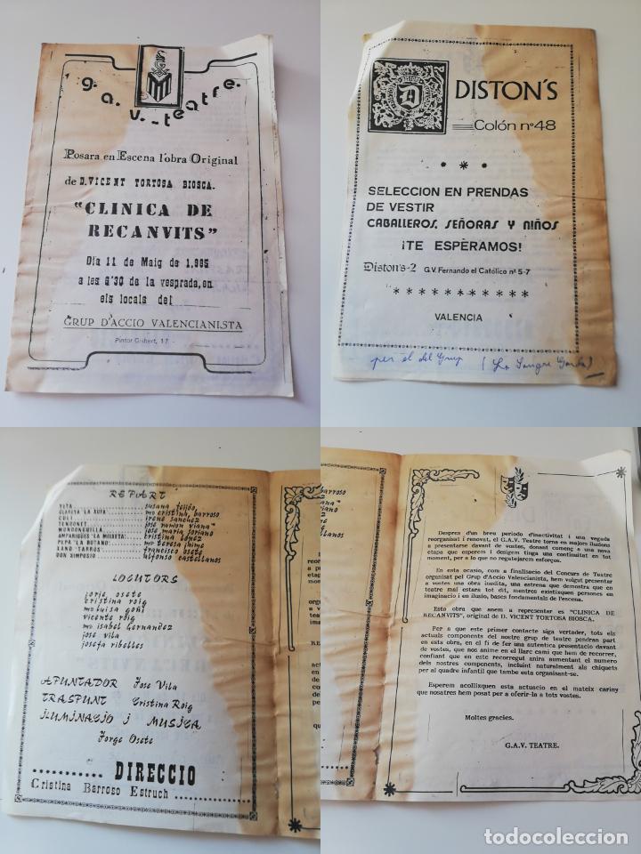 Collezionismo: ANTIGUO PROGRAMA / OLD PROGRAM: GRUP D'ACCI&Oacute; VALENCIANISTA (GAV)CL&Iacute;NICA DE RECANVITS. 1985