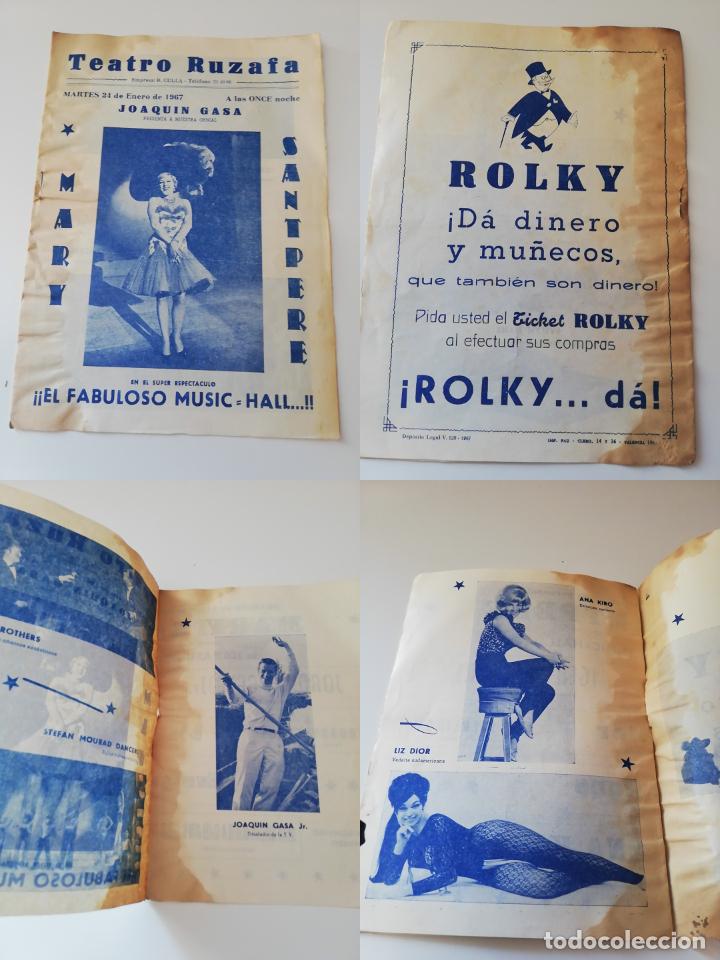 Collezionismo: ANTIGUO PROGRAMA / OLD PROGRAM: TEATRO RUZAFA.VALENCIA. MARY SANTPERE, EL FABULOSO MUSIC HALL. 1967