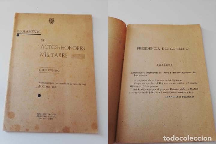 Collezionismo: REGLAMENTO DE ACTOS Y HONORES MILITARES. LIBRO PRIMERO. 1943