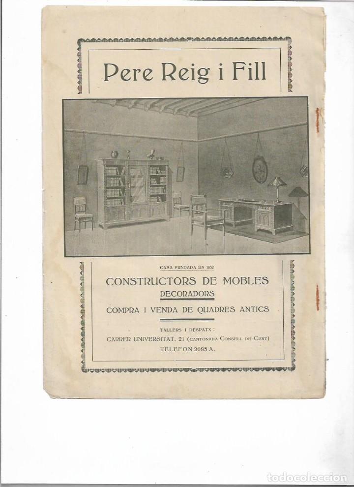 Colecionismo: A&Ntilde;O 1921 PUBLICIDAD EN CATALAN PERE REIG I FILL DECORDACION MUEBLES CUADROS ANTIGUOS BARCELONA