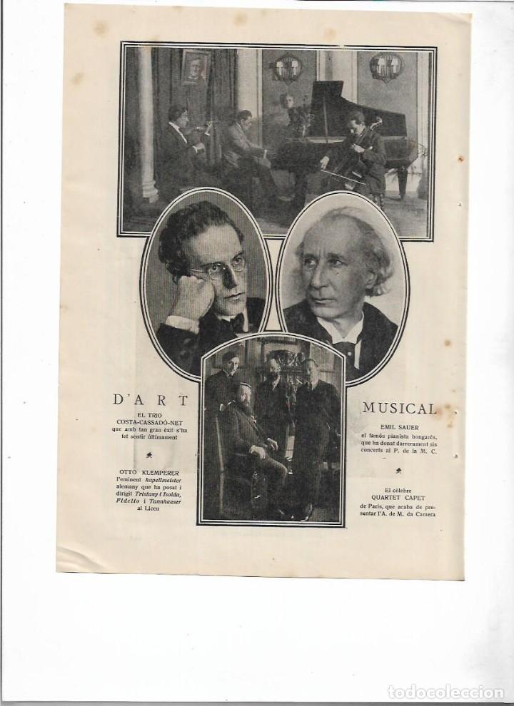 Sammelleidenschaft Papier: A&Ntilde;O 1921 RECORTE PRENSA EN CATALAN MUSICA TRIO COSTA CASSADO NET CUARTETO CAPET OTTO KLEMPERER SAUER