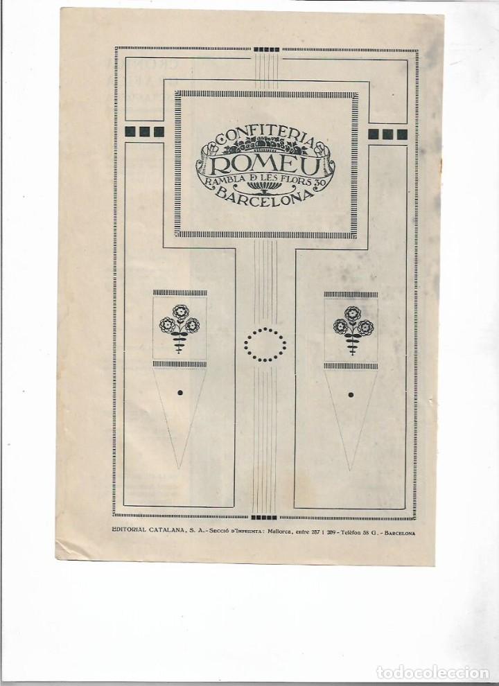 Colecionismo: A&Ntilde;O 1921 RECORTE PRENSA PUBLICIDAD EN CATALAN CONFITERIA ROMEU RAMBLA DE LES FLORS BCNA PASTELERIA