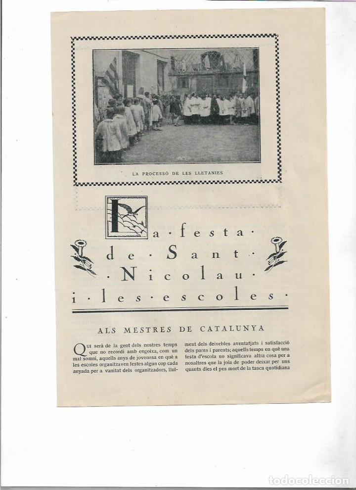 Colecionismo: A&Ntilde;O 1921 RECORTE PRENSA EN CATALAN FIESTA SANT NICOLAU EN LAS ESCUELAS PROCESSO DE LES LLETANIES
