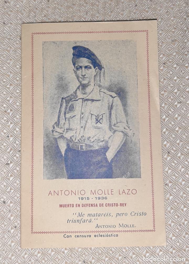 Coleccionismo: RECORDATORIO ANTONIO MOLLE LAZO REQUET&Eacute; MUERTO EN DEFENSA DE CRISTO REY SEVILLA 1936
